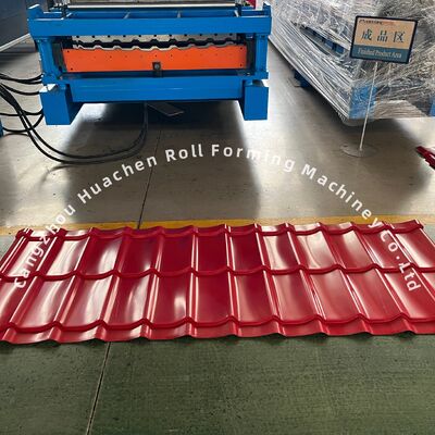 Μηχανή διαμόρφωσης κυματοειδούς κυλίνδρου διπλής στρώσης υψηλής ταχύτητας 15m/min με έλεγχο PLC Panasonic και σκλήρυνση χάλυβα 45#